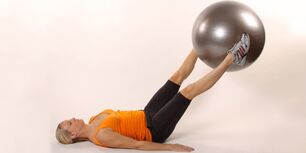 Holding the exercise ball between the raised legs develops lower pressure